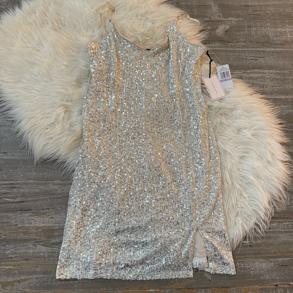 1.State | Champagne Sequin Mini Slip Dress NWT - Picture 6 of 9
